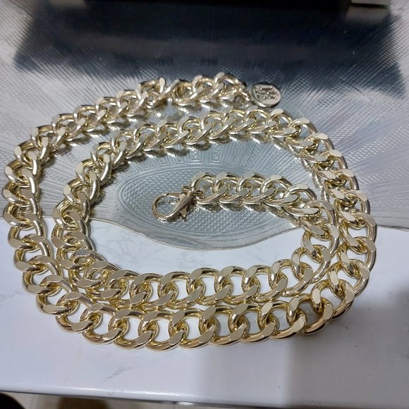 TOMMY HILFIGER TH Gold Chain Easy Clip On Belt Modern Stylish - Picture 2 of 6